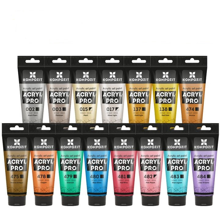 set de vopsele acrilice metalice acryl pro kompozit 15x75 ml ro kztacp15x75