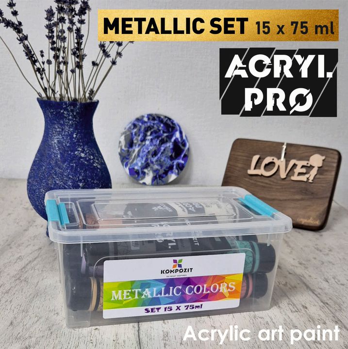 set de vopsele acrilice metalice acryl pro kompozit 15x75 ml ro kztacp15x75