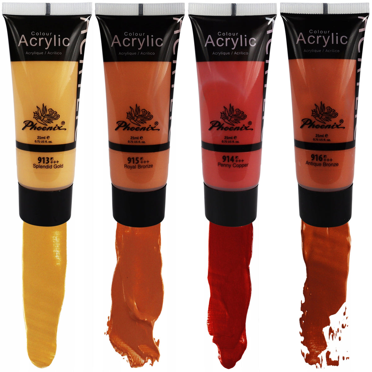 Set de vopsele acrilice metalizate Phoenix 8 x 21 ml
