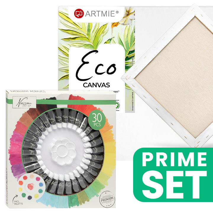 set de vopsele acrilice nassau si panza artmie eco 30x30 ro wqxnsseco