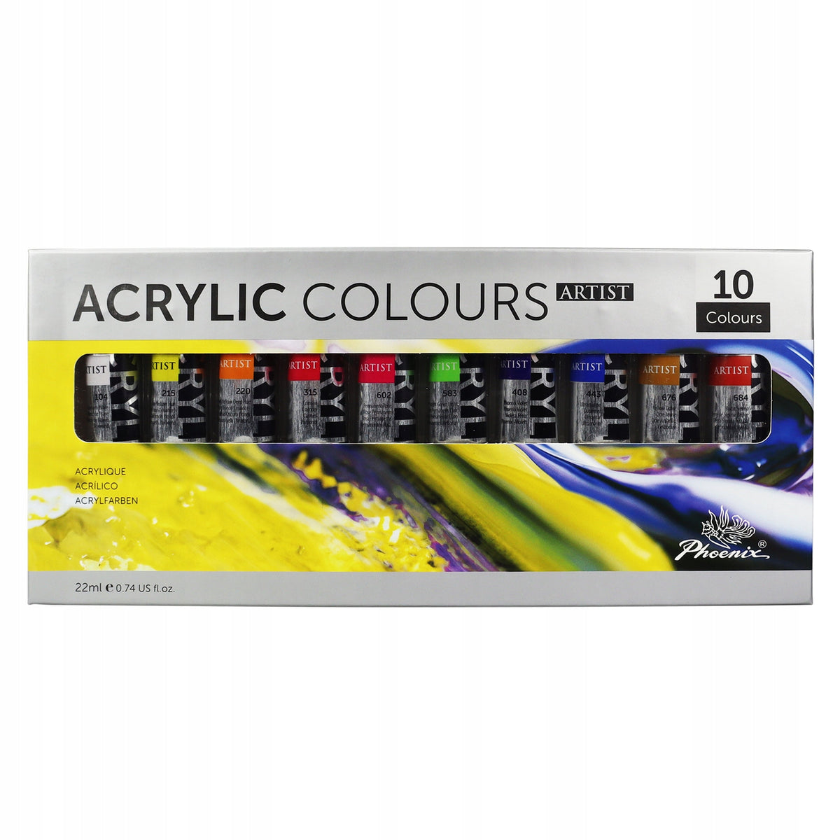 Set de vopsele acrilice Phoenix Artist, 10 x 22 ml