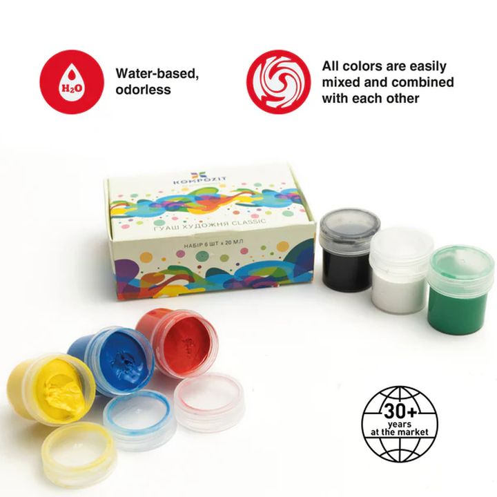 set de vopsele gouache classic de kompozit ro kztgoucl6x20