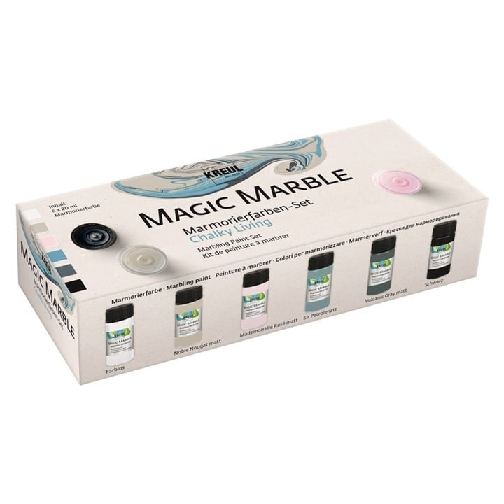 set de vopsele pentru marmorare kreul magic marble chalky 6x20 ml