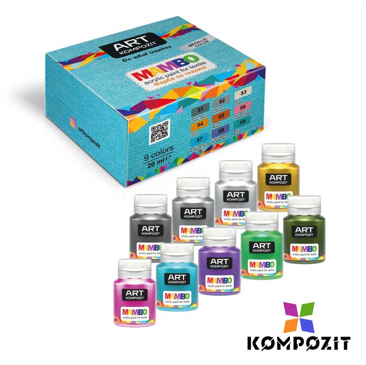 set de vopsele pentru textile si piele mambo metallic ro kztmmbm9x20