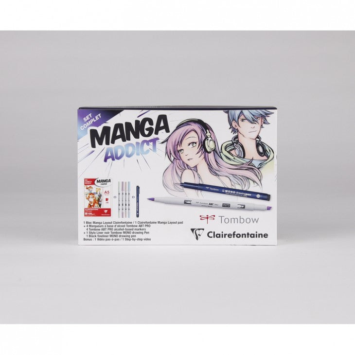 Set desen manga CLAIREFONTAINE Manga Addict Tombow A5 - 50 file