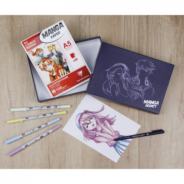 Set desen manga CLAIREFONTAINE Manga Addict Tombow A5 - 50 file