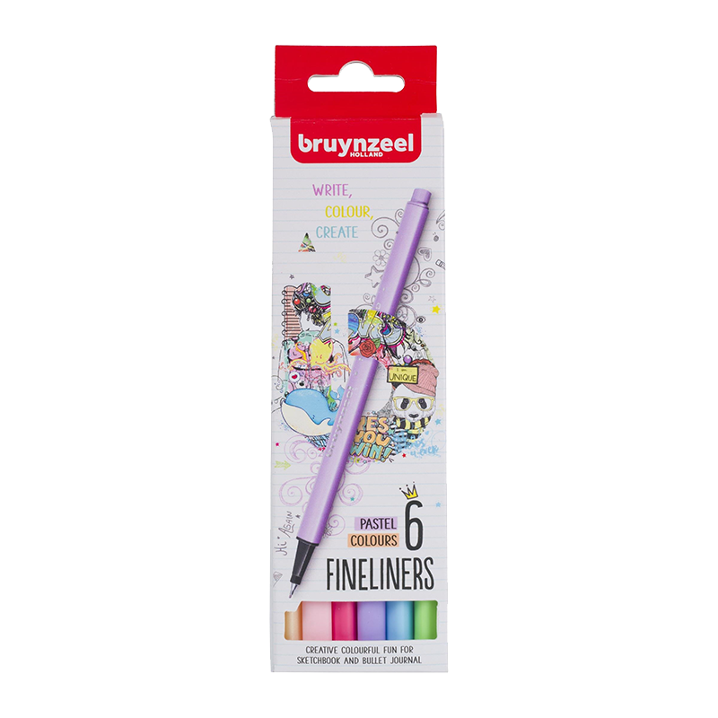 Set linere Bruynzeel Fineliner pastel – 6 buc / 0,4 mm