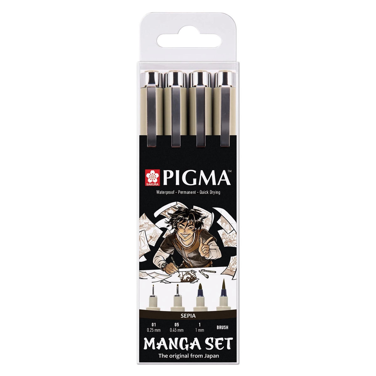 Set linere Sakura Pigma Micron Manga Sepia 4 buc
