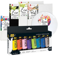 set mare de mini panze si set de vopsele acrilice solo goya ro wqxmincansg