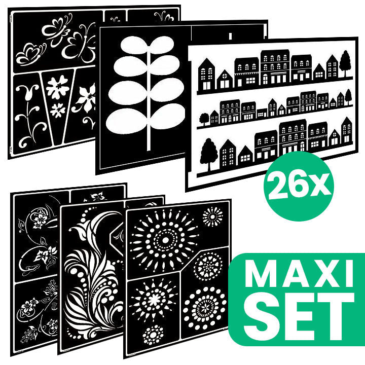 set mare de sabloane de pictura folk art 26 bucati de diferite dimensiuni ro wqxstencilfolk