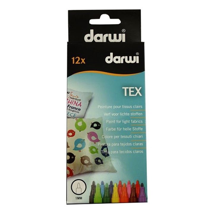 set markere pentru textil darwi tex 12 x 3mm ro drw110012k02