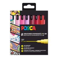 Set markere Posca PC-3M LOVE, 0,9 - 1,3 mm - mix de tonuri calde (8 buc)