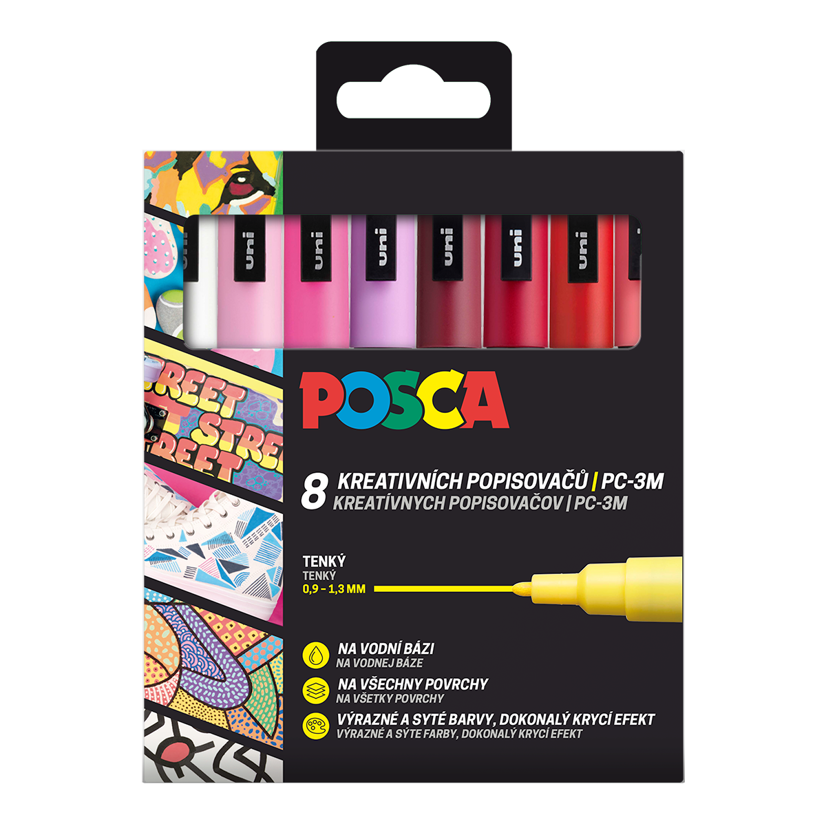Set markere Posca PC-3M LOVE, 0,9 - 1,3 mm - mix de tonuri calde (8 buc)