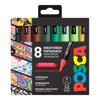 Set markere Posca PC-5M EARTH, 1,8 – 2,5 mm – 8 buc