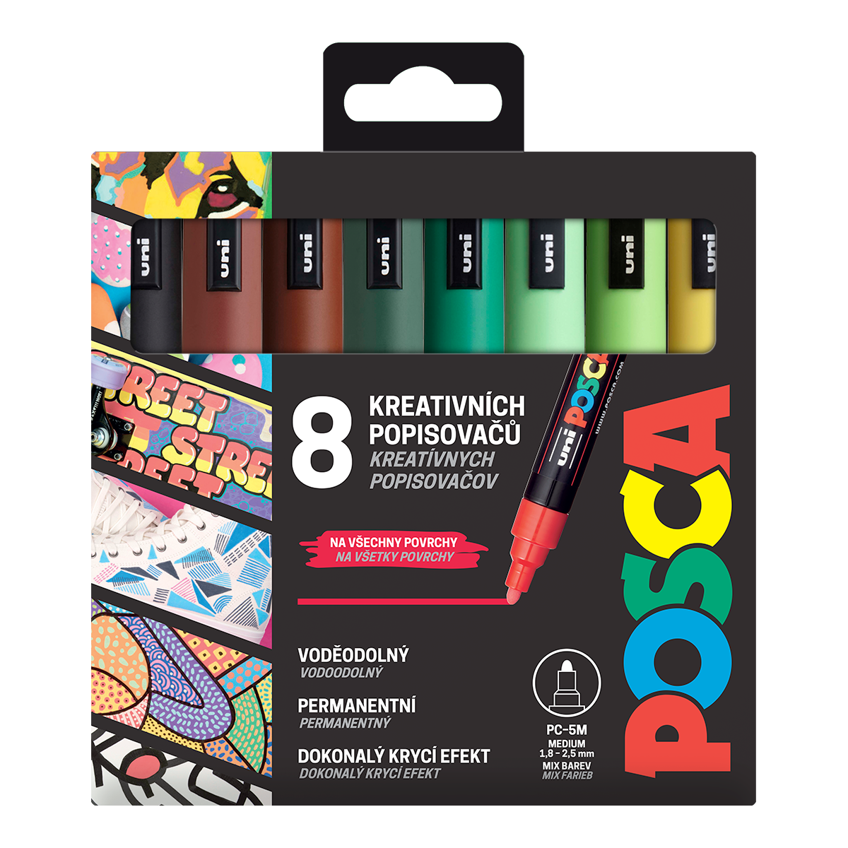 Set markere Posca PC-5M EARTH, 1,8 – 2,5 mm – 8 buc