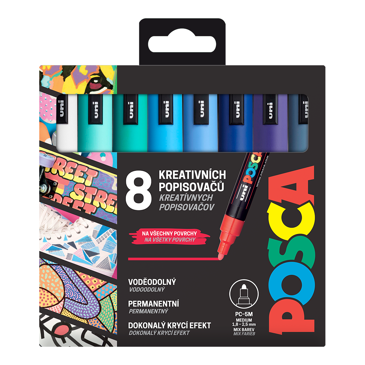 Set markere Posca PC-5M OCEAN, 1,8 – 2,5 mm – 8 buc
