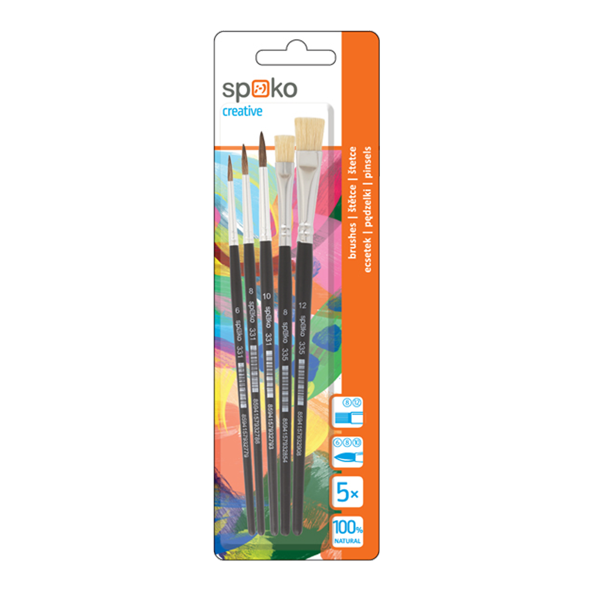 Set pensule școlare Spoko S0339, 5 buc
