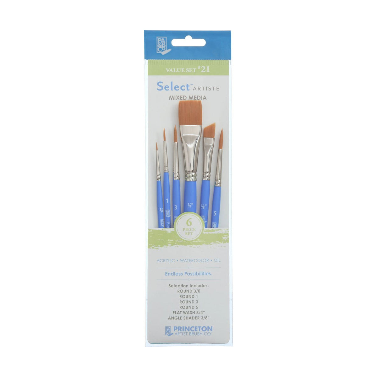 Set pensule sintetice PRINCETON Select - 3 / 6 piese