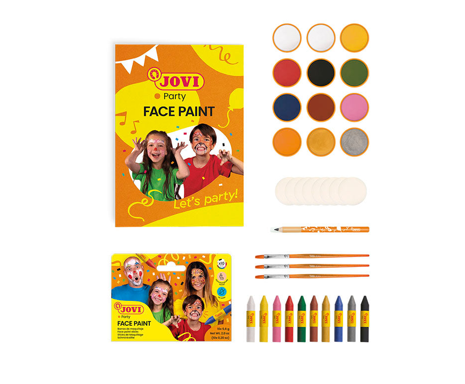 Set școlar de culori pentru pictură pe față JOVI 12 x 8 ml cu accesorii
