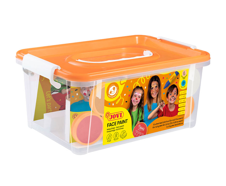 Set școlar de culori pentru pictură pe față JOVI 12 x 8 ml cu accesorii