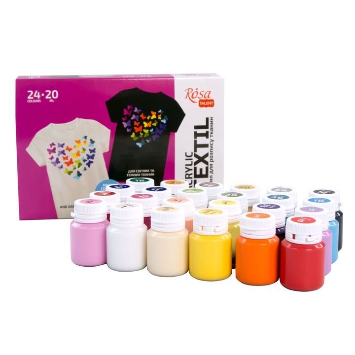 set vopsele acrilice textile heart rosa talent 24x20 ml ro rsk13420217