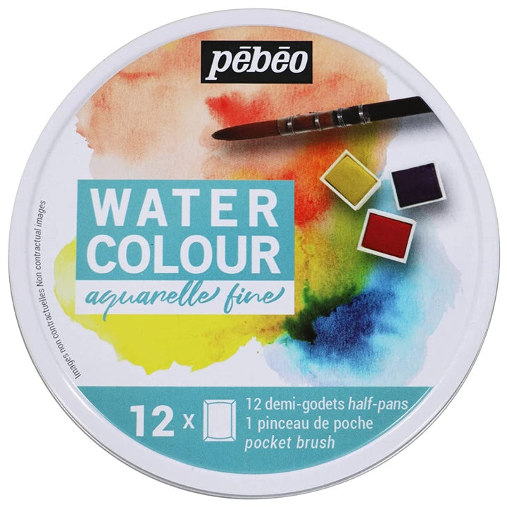 set vopsele acuarela pebeo in cutie din tabla ro pbo3000