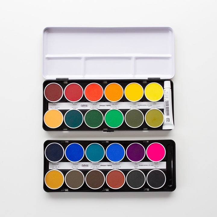 set vopsele de acuarela cake colors opaque holbein ro hlbhoc03