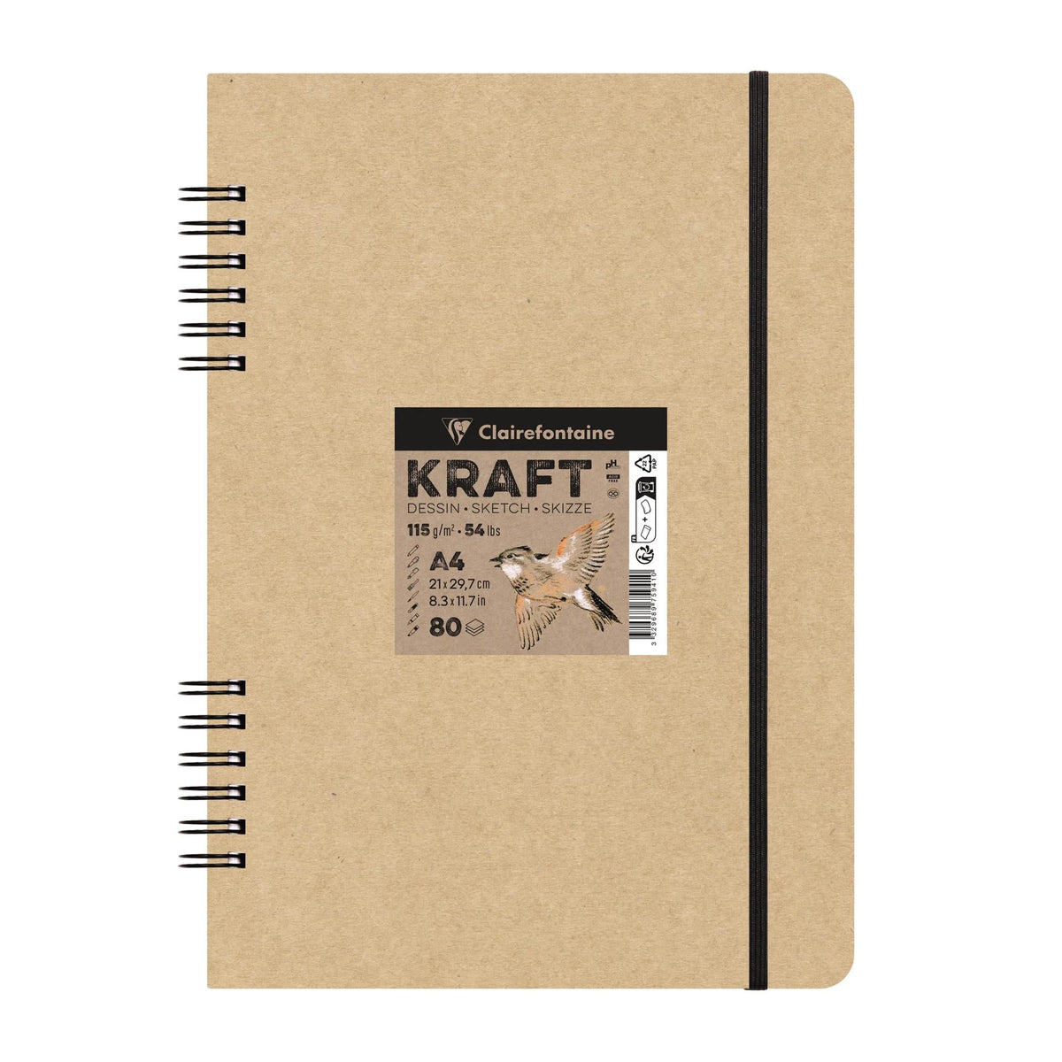 Skicovací blok kraft CLAIREFONTAINE 115 g/m² A5 – A4 - 80 file