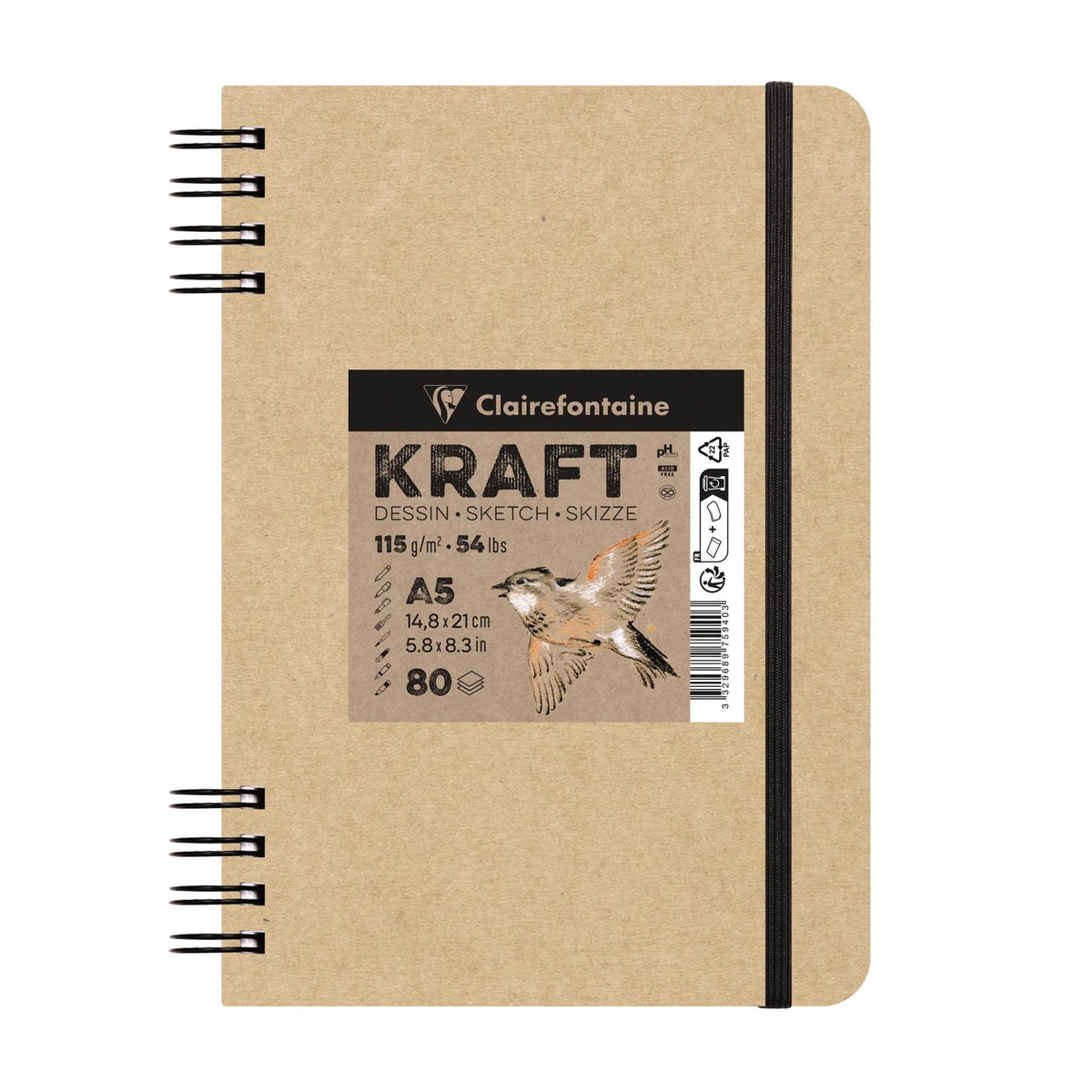 Skicovací blok kraft CLAIREFONTAINE 115 g/m² A5 – A4 - 80 file