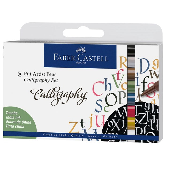 stilouri caligrafice faber castell pitt set din 8 piese ro fbc167508