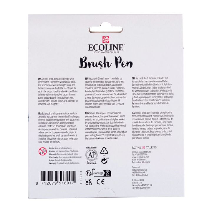 stilouri de acuarela ecoline brush pen pastel 10 buc ro rtl11509811