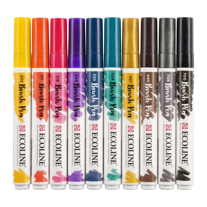 stilouri pentru acuarela ecoline brush pen dark ro rtl11509802