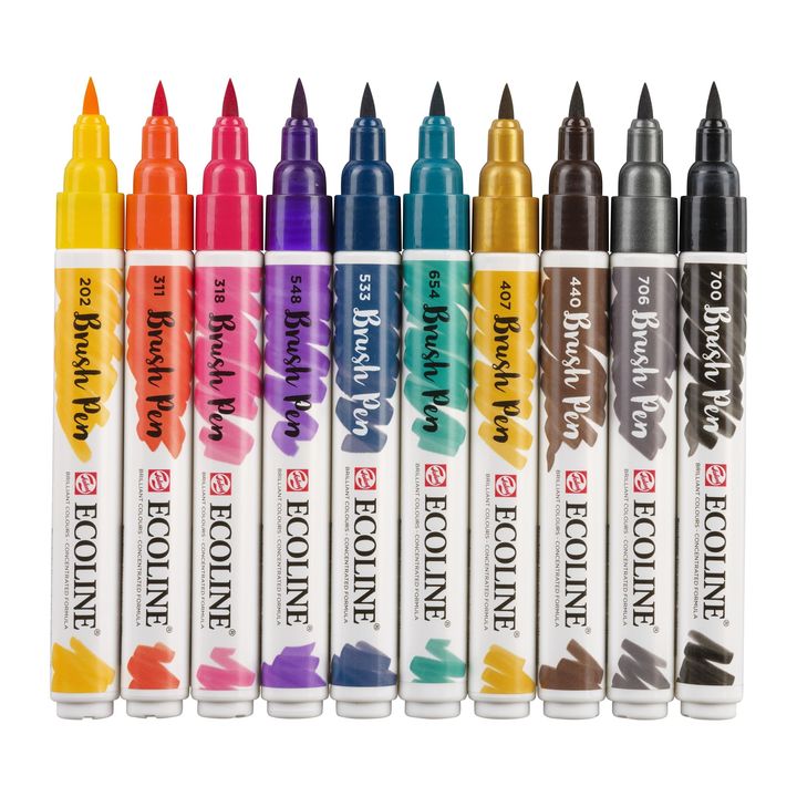 stilouri pentru acuarela ecoline brush pen dark ro rtl11509802
