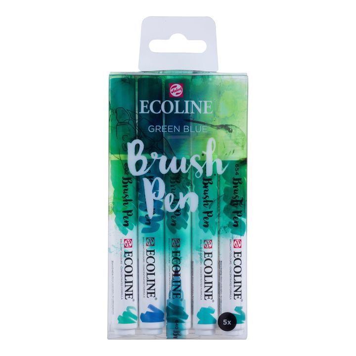 stilouri pentru acuarela ecoline brush pen green blue ro rtl11509909
