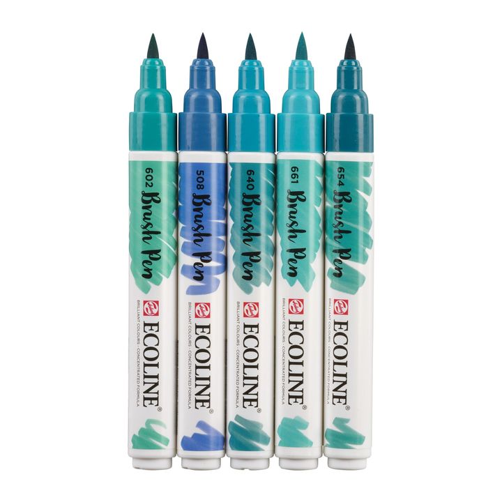 stilouri pentru acuarela ecoline brush pen green blue ro rtl11509909