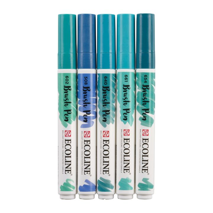 stilouri pentru acuarela ecoline brush pen green blue ro rtl11509909
