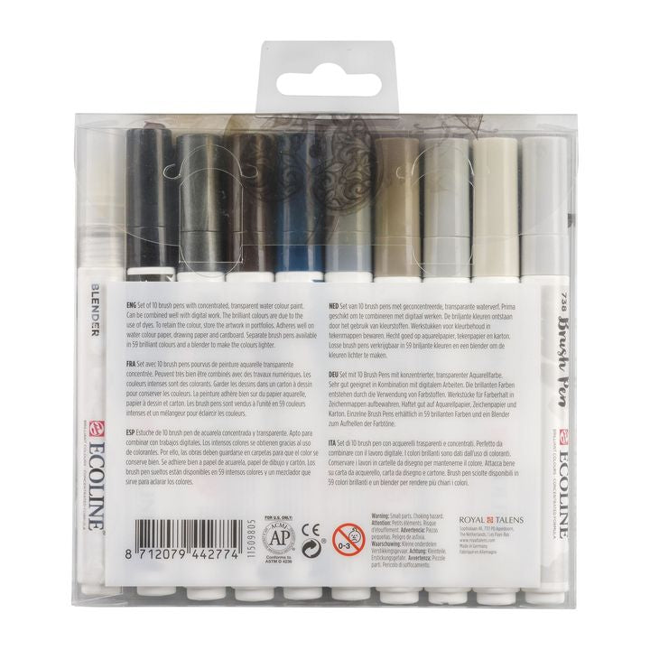 stilouri pentru acuarela ecoline brush pen greys ro rtl11509805
