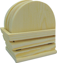 Suporturi rotunde din lemn pentru pahare cu suport inclus Pentart, 11,5 x 6 x 6,5 cm