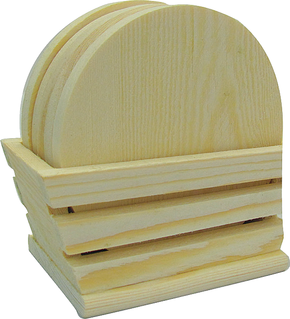 Suporturi rotunde din lemn pentru pahare cu suport inclus Pentart, 11,5 x 6 x 6,5 cm