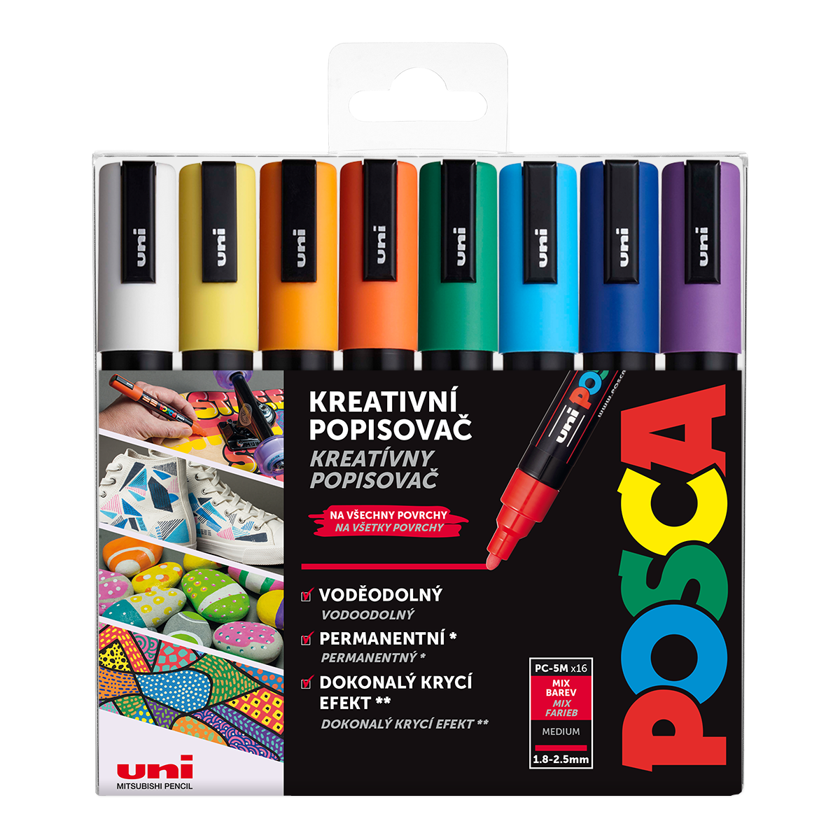 Set markere Posca PC-5M, 1,8 – 2,5 mm, culori mixte (16 buc)