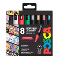 Set markere Posca PC-5M CHRISTMAS, 1,8 - 2,5 mm, culori de Crăciun - 8 buc