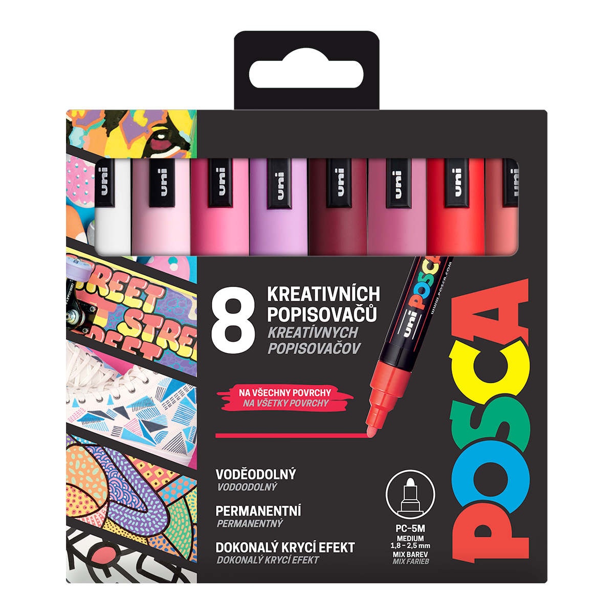 Set markere Posca PC-5M, LOVE, 1,8 - 2,5 mm, mix tonuri calde (8 buc)