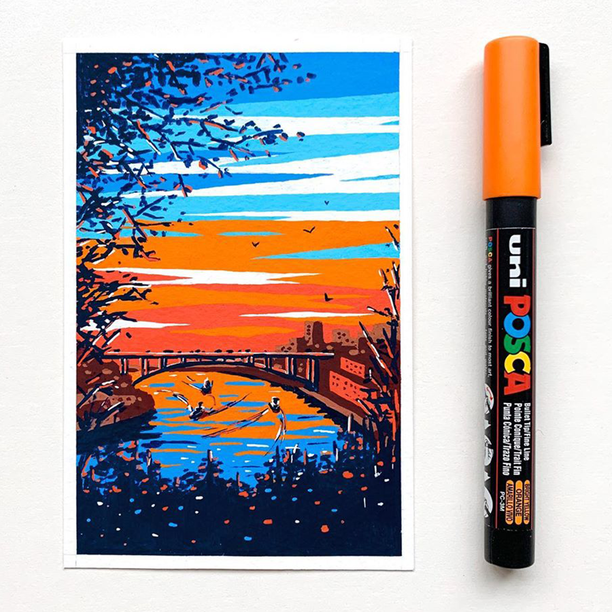 Set markere Posca PC-5M, LOVE, 1,8 - 2,5 mm, mix tonuri calde (8 buc)
