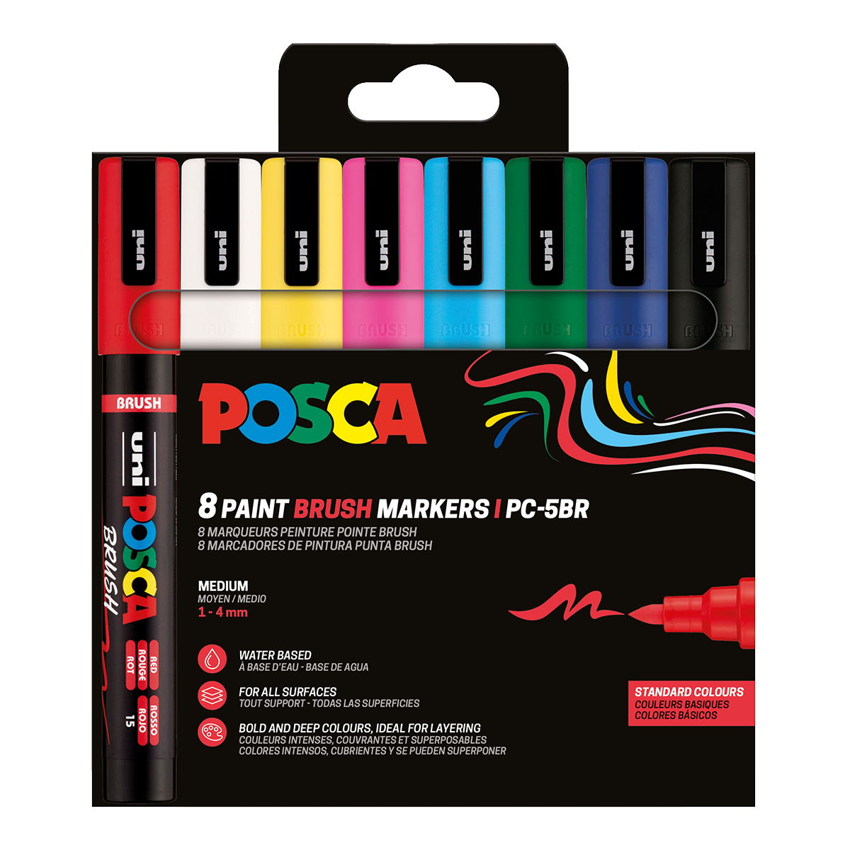 Posca set markere PC-5BR, 1 – 4 mm, culori de bază – 8 buc