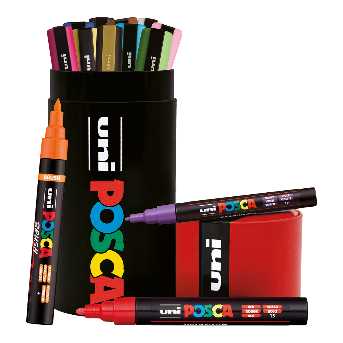 Set combinat markere Posca în cutie metalică – 13 buc (PC-3M, PC-5M, PC-5BR)