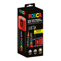 Set combinat markere Posca în cutie metalică – 13 buc (PC-3M, PC-5M, PC-5BR)