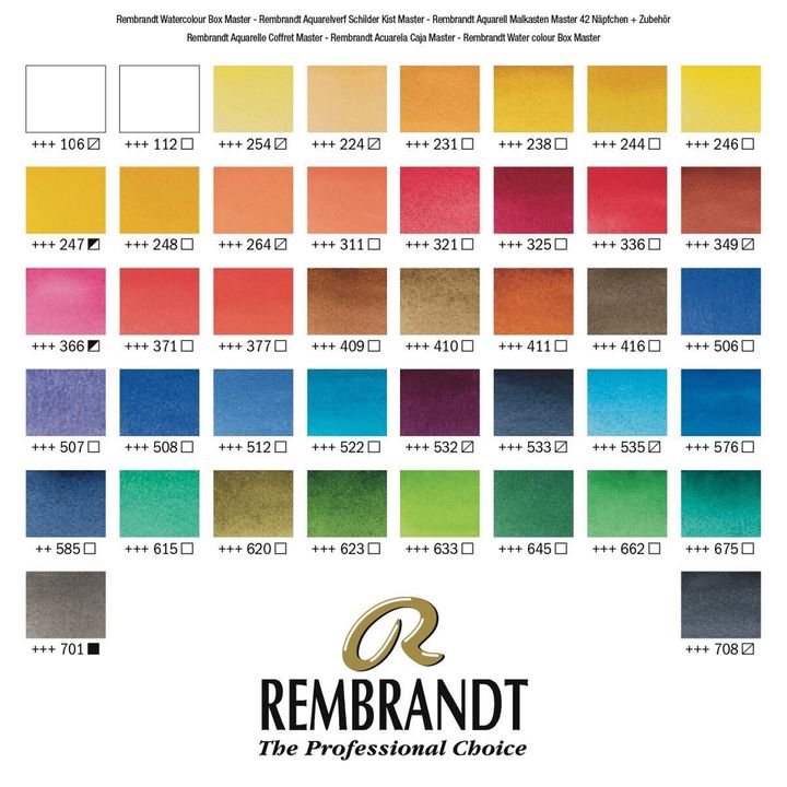 valiza de lux din lemn pentru vopsele de acuarela rembrandt master 42 de tigai de plutire si 14 accesorii ro rtl05840012