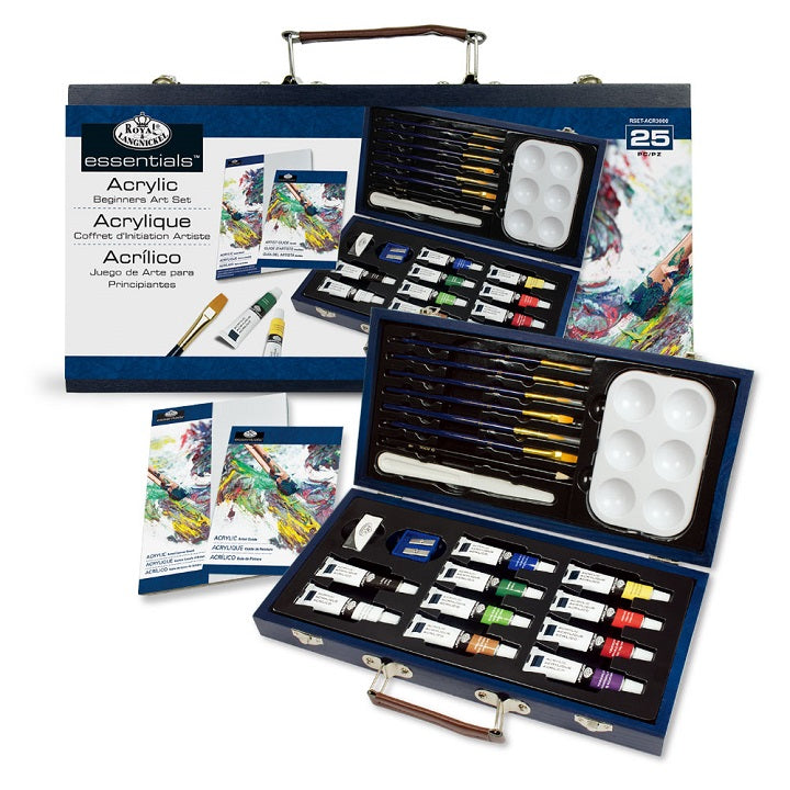 valiza set set de culori acrilice in cutie de lemn for beginners ro rlgrset acr3000