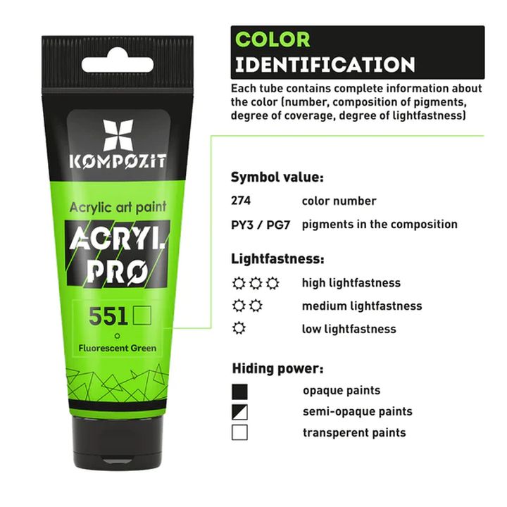 vopsea acrilica fluorescenta acryl pro art composite 75 ml ro kztfluo75