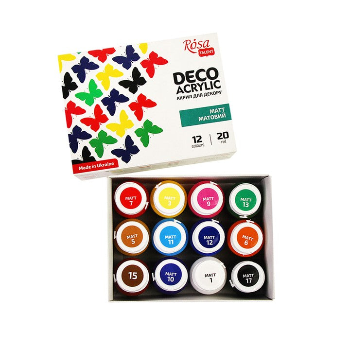 vopsea acrilica mata pentru decorațiuni 12x20ml rosa talent